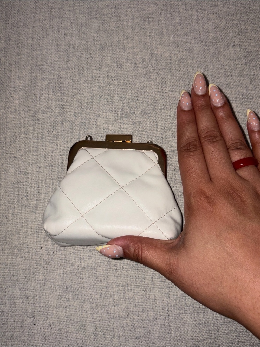 White Quilted Frame Coin Purse - Women Bags